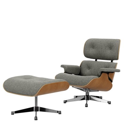 Eames Lounge Chair & Ottoman Nubia, Crème dunkelbraun / Kirsche, natur