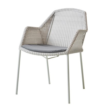 Breeze Stuhl, White grey, Mit Sitzkissen, Natté - Grey